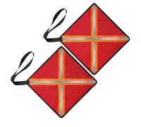 TOKIDNY 2Pcs Red Reflective Safety Tow Flags with Orange Stripes for Truck Trailer Hauling, High Visibility Warning Flags for Kayaks, Canoes, and Boat Loads