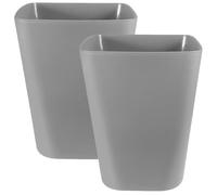 TOKIDNY 2pcs Small Square Waste Bins Open Top, Plastic Garbage Cans for Home, Office, Bathroom, Kitchen, Grey Compact Litter Baskets for Household and Hotel Use