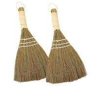 TOKIDNY 2pcs Straw Broom Small Desk Cleaning Brush Short Handle Desktop Dust Broom for Home Kitchen Cleaning