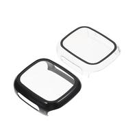 TOKIDNY 2pcs Watch Protector Case for Play Smartwatch PC Hard Cover with Tempered Screen Protector Full Curved Edge Protection Against Scratches and Drops Easy Installation Black