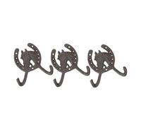 TOKIDNY 3 Pcs Cast Iron Horseshoe Wall Hooks with Horse Head Design, 12.3×12Cm Multi-Function Hanging Hooks for Home, Garden, Coat and Sundries Organizer
