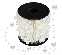 TOKIDNY 30 Meter Roll of Beige Abs Artificial Pearl Beaded Garland String with Uniform Size and Shape, Elegant and Shiny Pearl Beads Strand for DIY Wedding Decoration and Home Furnishings