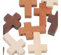 TOKIDNY 300pcs Vintage Wooden Cross Charms Pendants for DIY Jewelry Making Natural Pocket Prayer Crosses Brown Christian Easter Crafts Accessories for Keychains and Centerpieces