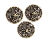 TOKIDNY 3pcs Copper Zodiac Tiger Hanging Pendants Hole, Tiger Coin Charms DIY Copper Keychain Decoration for Chinese New Year Lucky Amulet