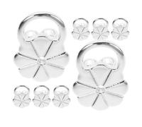 TOKIDNY 4 Pairs Silver Metal Earring Lifters for Droopy Ears, Heavy Studs Support Backs with Flower Locking Design, Replacement Earring Backs for Secure Everyday and Celebration Use