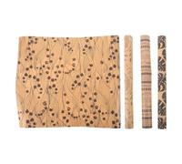 TOKIDNY 4pcs Brown Kraft Wrapping Paper Garden Flower Design, Easy to Fold and Resists Tearing, for Birthday and Bridal Shower Gift Wrapping, 17x1.38 Inch Sheets