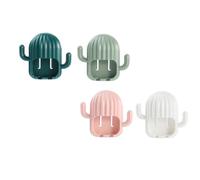 TOKIDNY 4pcs Cartoon Cactus-shaped Toothbrush Holder Wall Mount Rack Made of Sturdy Abs Material with Fast Ventilate and Dry Feature, Practical Storage for Kitchen and Hotel Bathrooms