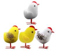 TOKIDNY 4pcs Easter Decorative Foam Chick Figurines in Assorted Colours for Festival Decor and Desk Display, Cute Chicken Shape Ornaments for Easter Party Supplies