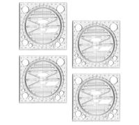 TOKIDNY 4pcs Geometric Ruler Drawing Templates 7.9x1.6x0.1inch Rotatable Plastic Multifunctional Measuring Tool for Score Measurement and Construction Suitable for Students and Designers