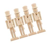 TOKIDNY 4pcs Inch Unpainted Wooden Nutcracker Soldier Figurine with Flat Smooth Surface, for Family DIY Painting Sessions and School Art Projects, Christmas Creative Activity