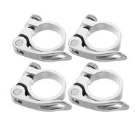 TOKIDNY 4pcs Quick Release Bicycle Seat Clamp Bicycle Seat Tube Clamp Seat Post Quick Release Bike Post Bike Collar Aluminum Silver