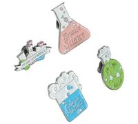 TOKIDNY 4pcs Silver Brooches Chemistry Lapel Pin Set Made of Alloy with Creative Elements Design, Long Time Using Decorative Brooch Pin for School and Sweaters, for Chemistry Teachers