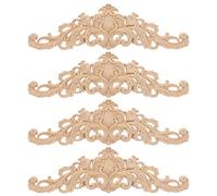 TOKIDNY 4pcs Wood Carved Applique Carved Onlay Ornament Delicate Carving Patterns Paintable Easy to Use Classic Taste Decoration for Furniture and Door