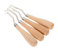 TOKIDNY 4Pcs Wood Handle Latch Hook Crochet Needles for Hair Braiding and Weaving, Multifunctional Crochet Hooks for Dreadlocks, Hair Repair, and Craft Weaving Tools