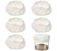 TOKIDNY 5 Pcs Bread Cover Bread Cover Cotton Material Beige Color Stretchy Rim Tight Fit Easy to Use for Home Baking Fermenting