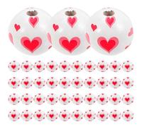 TOKIDNY 50Pcs Colored Wooden Spacer Beads with Tassel and Hemp Cord, Round Design DIY Beads for Jewelry Making, Bracelets, and Valentine’S Day Crafts