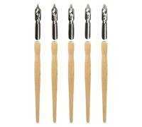 TOKIDNY 5Pcs Calligraphy Comic Dip Pen: Wooden Handle Drawing Pen Holder Comfortable To Grip, with Oblique Design Comic Nibs for Artists English Letter Writing