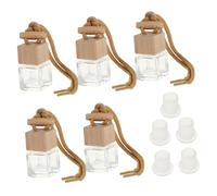 TOKIDNY 5Pcs Car Hanging Aromatherapy Bottle Refillable Perfume Diffuser with Wood Cap Cotton Rope Pendant for Fresh Fragrance Air Purification Car Home Office