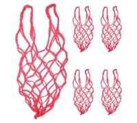 TOKIDNY 5pcs Red Nylon Hay Feeding Mesh Bags for Sheep and Cattle, Thickened Net with Reinforced Edge Stitching, Large Mouth Design, Sturdy Slow Feeder for Stable and Farm Use