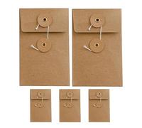 TOKIDNY 5pcs Vintage Kraft Paper Envelopes with Button and String Closure, Writable Surface, Shape, for Greeting Cards, Documents, Office Use and Wedding Invitations