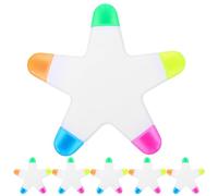 TOKIDNY 6pcs 5-in-1 Star Shaped Highlighter Pens for Note Taking and Study Sessions, Multi-color Fluorescent Markers with Compact Plastic Design, Creative and Playful Colour Pens