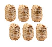 TOKIDNY 6Pcs Handwoven Bamboo Bird Nest with Hook Cozy Outdoor Shelter for Wild Birds Breathable Bamboo Construction Versatile Hanging for Garden and Porch Decor Creative Wildlife Refuge