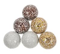 TOKIDNY 6Pcs Mosaic Glass Sphere Balls Decorative Bowl Fillers 6Cm Gold, Dark Khaki, White Mirror Orbs for Living Room Coffee Table Centerpiece and Dining Table Decoration