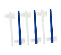 TOKIDNY 6Pcs Multi-Functional Adult Oral Cleaning Toothbrush Double-Head Denture Brush for Deep Plaque Removal Comfortable Non-Slip Handle White Blue