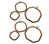 TOKIDNY 6Pcs Octagonal Embroidery Hoop Set, Imitation Wood Cross Stitch Frames 9X9Cm 14X14Cm 18X18Cm, Sewing Craft Display Rings for DIY Needlework and Art Projects