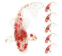 TOKIDNY 6pcs Red Crystal Koi Fish Figurines Small Resin Miniature Fish Statues for Home Desk Decoration Feng Shui Lucky Ornaments with Gold Foil Accent for Aquarium Party Crafts