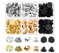 TOKIDNY 84pcs Rubber Copper Pin Backs Flat round Clutch Back Assorted Color Easy to Use Tight Fit Multipurpose Pin for DIY Crafts and Jewelry Making