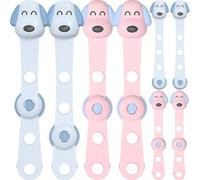 TOKIDNY 8Pcs Childproof Drawer and Refrigerator Door Locks Safety Cabinet Locks with Blue and Pink Puppy Design Kitchen Cupboard Safety for Home Protection