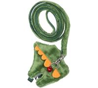 TOKIDNY Adjustable Ferret Leash Harness Dinosaur Design for Small Pets, Wear-Resistant Green Stegosaurus Vest Traction Rope Bell, Outdoor Pet Walking Supplies Random Color Random Color