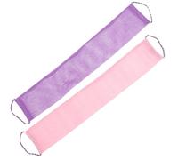 TOKIDNY African Net Shower Washcloth 2Pcs Set Purple Pink Exfoliating Mesh Bath Scrubber with Pull Cord for Convenient Body Exfoliation