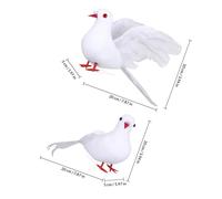 TOKIDNY Artificial White Peace Pigeon Decoration 2 Pcs Set, Realistic Small and Wing-stretching Birds for Wedding, Home and Garden Décor, Collectible Figurine Accent