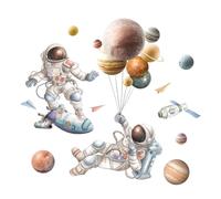 TOKIDNY Astronaut Sky Wall Decals Starry Decoration Wall Stickers Cartoon Style Strong Stickiness Non-damaging PVC Material for Living Room Indoor Scene Layout