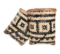 TOKIDNY Bamboo Woven Trash Can 2Pcs Set, Household Laundry Baskets with Vintage Design, Eco-Friendly Storage Solutions for Home and Office