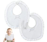TOKIDNY Bandana Bibs 2pcs Cotton Lace with Snaps for Teething Feeding Princess White Infant
