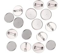 TOKIDNY Brooch DIY Material 20Pcs 30Mm Flat Round Brooch Bases with Clasps Blank Bezel Cabochon for Crafting Pins and Corsages