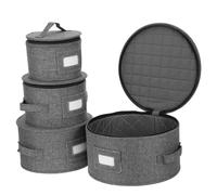 TOKIDNY China Dinnerware Storage Containers and Three-dimensional Stitching 4pcs with Thick Felt Padding Softsided and Stackable Fabric Organizer for Maximum Protection and Reducing