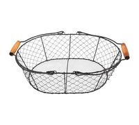 TOKIDNY Coal Basket Handle for Fireplace and Stove - Black Metal Storage Basket for Fire Charcoal and Small Coal, Multi-Use Indoor Firewood Holder and Kitchen Fruit Vegetable Rack