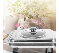 TOKIDNY Combined Cover Buffet Tray 5 Stainless Steel Buffet Dish Tray Food Plates Rectangular with Visual Cover Stable Support Simple Fashion for Hotel and Barbecue Restaurant Use