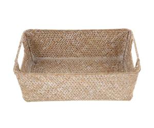 TOKIDNY Convenient Bread Basket Wicker Storage Basket with Metal Frame Smooth Surface Delicate Appearance Natural Beauty Multi-function Home Supply for Indoor Home Storage