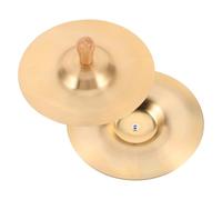 TOKIDNY Copper Finger Cymbals with Wood Handle for Brass Mini Percussion Instruments for Rhythm Development Dance Practice Music Education and Party Band Performances
