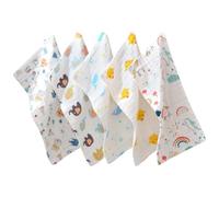 TOKIDNY Cotton Face Towels Muslin Gauze Towels for Baby and Infant 5pcs with Soft Texture and Powerful Water-Absorbing Feature 25x50cm Suitable for Outdoor Use and Daily