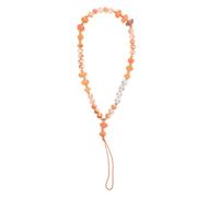 TOKIDNY Crystal Stone Beaded Mobile Phone Chain Lanyard Stylish Anti-lost Wrist Strap for Women Decorative Phone Accessory Orange Color for Keys and Bags