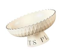 TOKIDNY Detachable Base Fruit Plate with Self Draining Tray Large Capacity Candy and Snack Bowl Pedestal Cream White Vintage Style Storage Holder for Kitchen Living Room Office