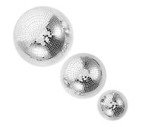 TOKIDNY Disco Hemisphere Adhesive Half Balls 3Pcs Glass Mirror Reflective Globes 7.68, 5.91, 3.86 Inch Wall-Mounted for Weddings and Dj Events Silver Modern Decoration