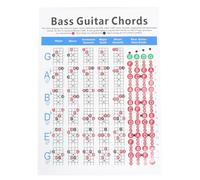 TOKIDNY Electric Bass Chord Practice Chart Large Guitar Training Guide for Beginners Four-string Fingering Diagram Printed Note Reference for Efficient Learning and Skill Improvement