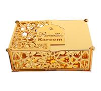 TOKIDNY Elegant Golden Acrylic Eid Candy Box with View and Sturdy Design for Ramadan Treats and Eid Celebrations Table Decoration